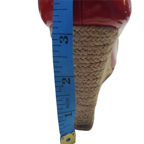 Prada Red Patent Leather Wedge Peep Toe Heels Women Shoe 36.5 US 6.5 - Picture 12 of 12